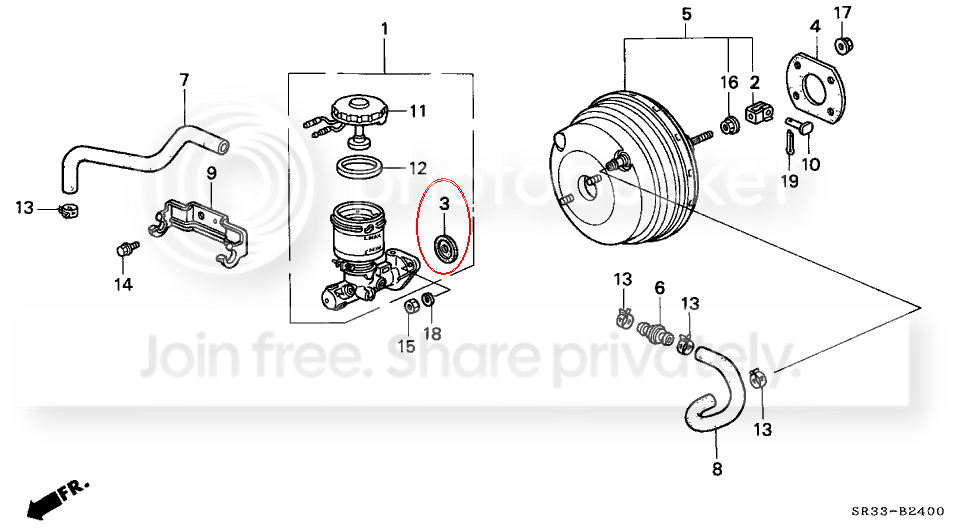 Hissing sound when braking = bad seal between brake booster and master